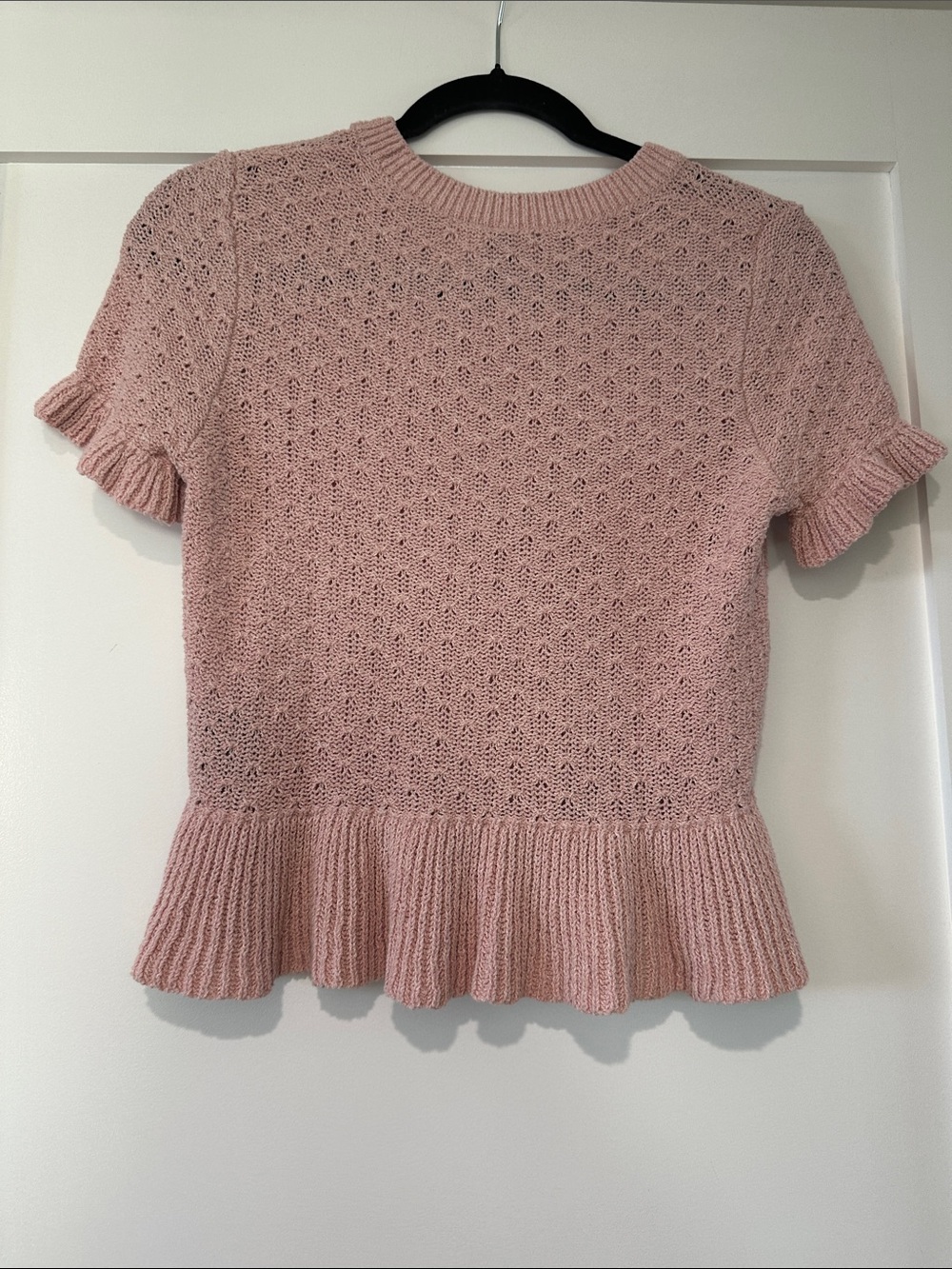 H&M Pink Short-Sleeve Knit Peplum Sweater